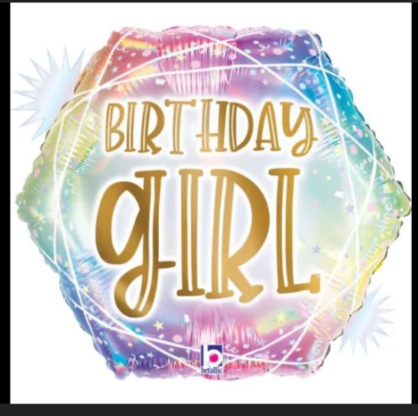 18'' opal pastel birthday girl balloon