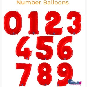 40'' Red Number foil balloon