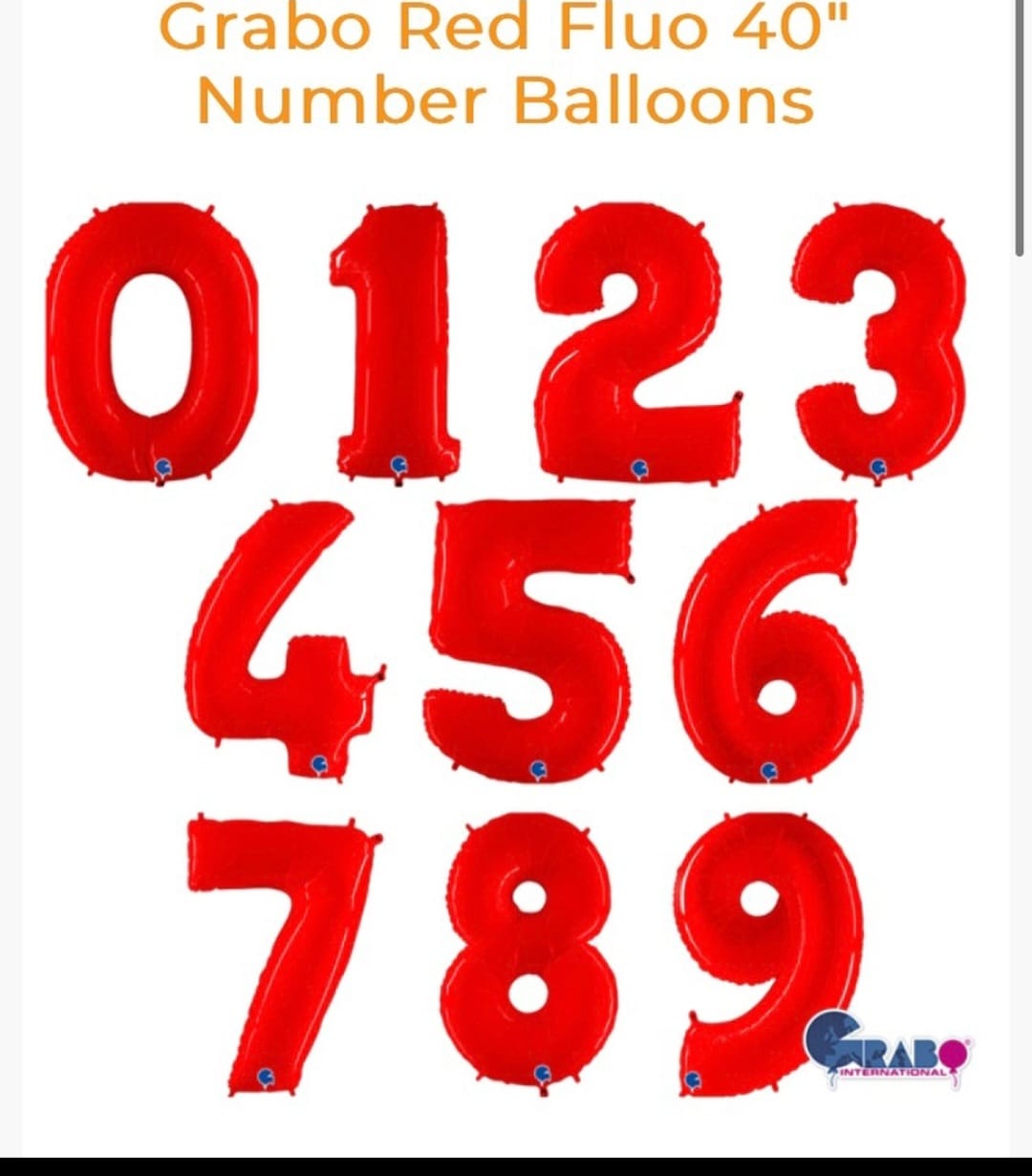 40'' Red Number foil balloon