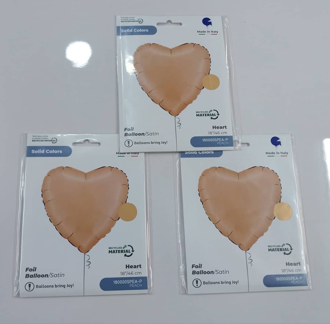 18'' Satin Peach heart shaped foil balloon
