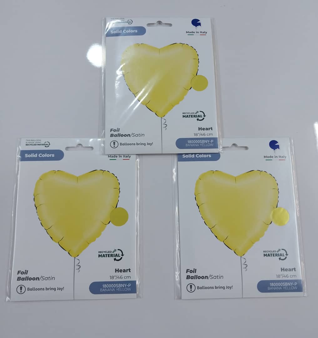 18'' Banana yellow heart foil balloon