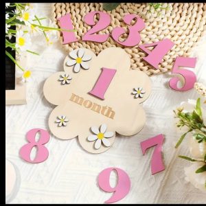 Wooden monthly milestone cards