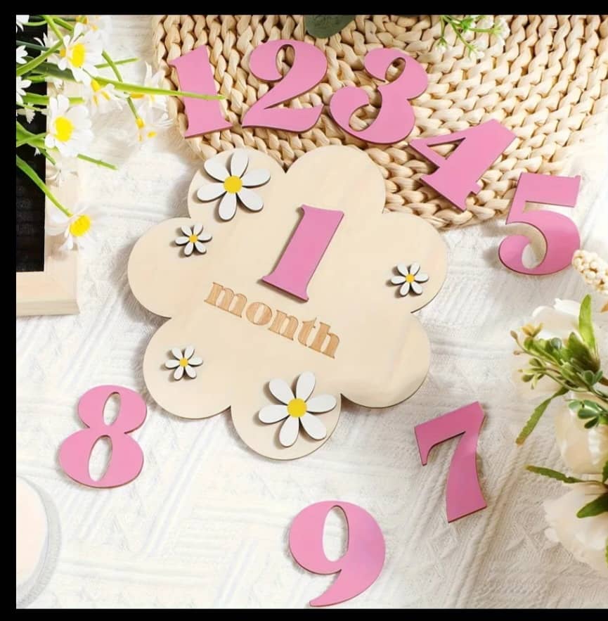 Wooden monthly milestone cards