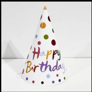 colourful polkadot party hat