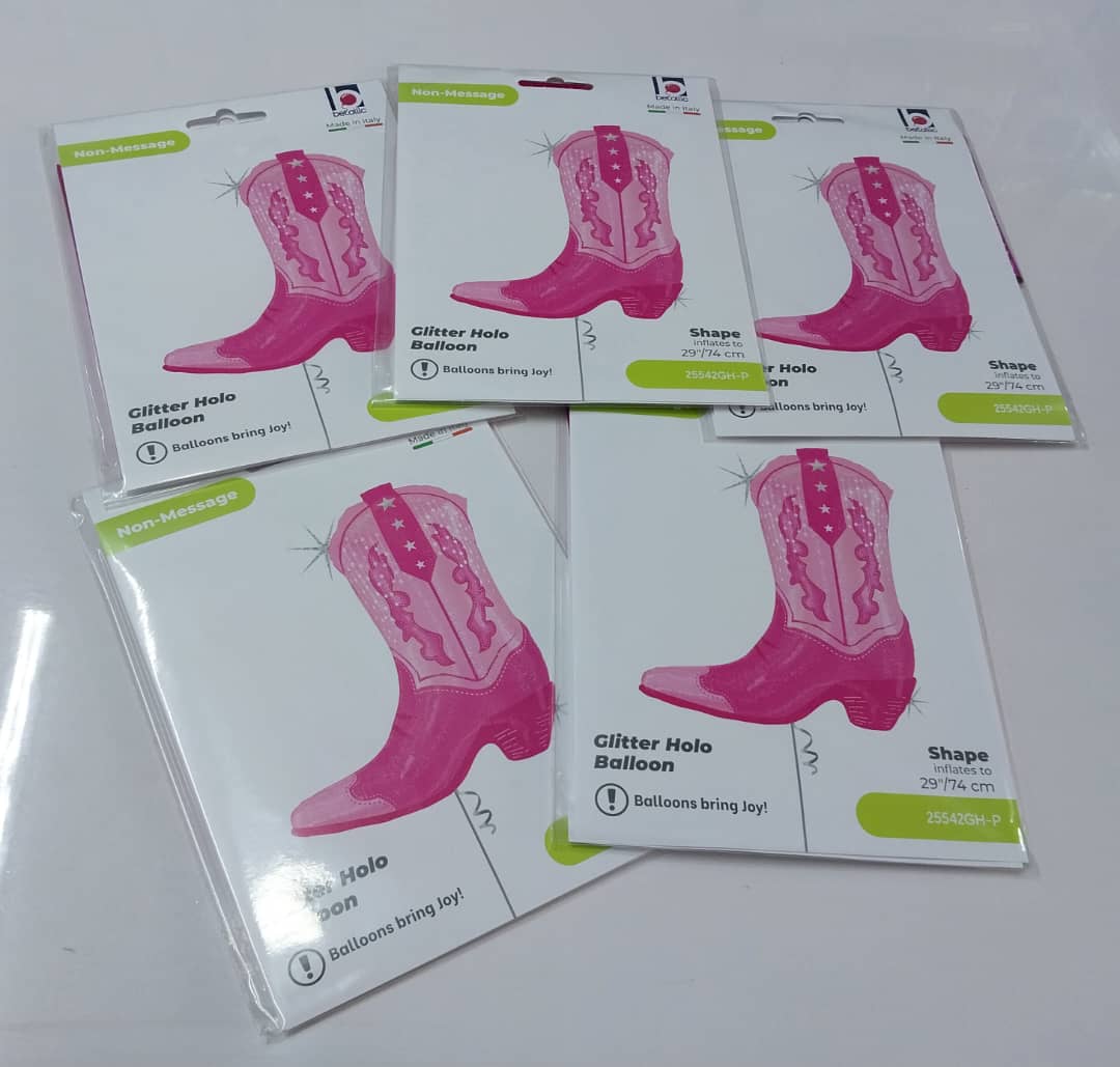 Pink cowgirl boot balloon